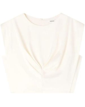 Sandro Satin-Effect Crop Top - White