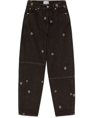 Ganni Vaqueros Con Bordado Floral De X Disney - Negro
