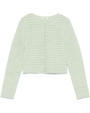 Sandro Crystal-Embellished Cardigan - Green