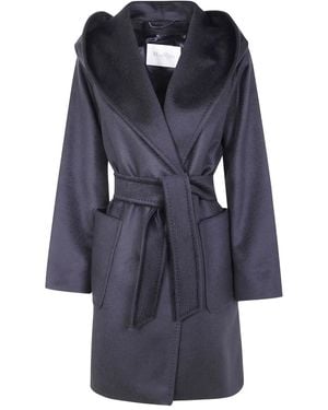 Max Mara Rialto hooded belted coat - Blau
