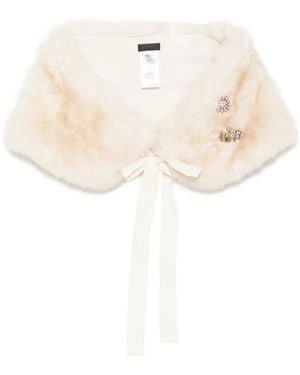 Liu Jo Embellished Faux-Fur Scarf - White