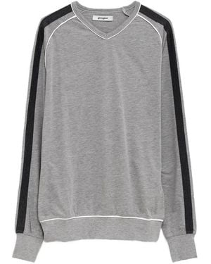 GIMAGUAS T-Shirt Lucas A Maniche Lunghe Con Dettaglio A Righe - Grigio