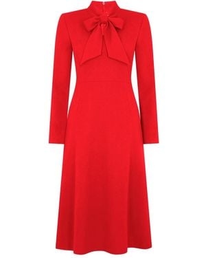 Jane Wallis Midikleid mit Schleifenkragen - Rot