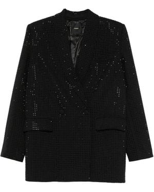 Pinko Double-Breasted Embellished Blazer - Black