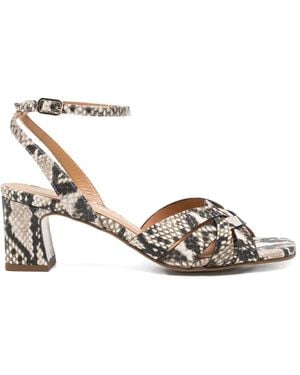 Pedro Miralles Snakeskin-Effect Crossover-Strap Sandals - Metallic