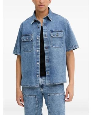 HUGO Short-Sleeve Cotton Denim Shirt - Blue
