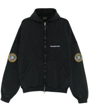 Balenciaga Sudadera con capucha y parche de uniforme - Negro