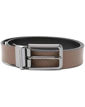 Karl Lagerfeld Textured Leather Belt - Gray