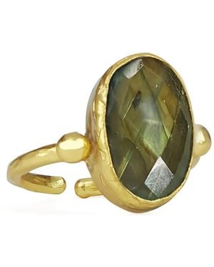 Ottoman Hands Anello Aurelia Con Labradorite - Verde