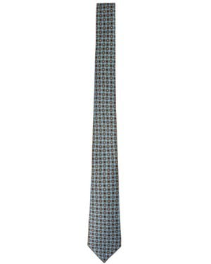 Kiton Geometric-Print Silk Tie - White
