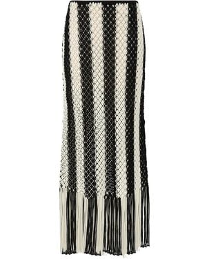 Zimmermann Maxi-Rok Met Franje Afwerking Van Macramé-Stof - Zwart