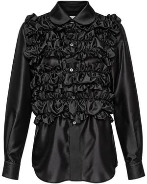 Comme des Garçons Ruffled Satin Shirt - Black