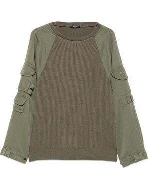 Balmain Jersey A Paneles Con Bolsillos Cargo - Verde