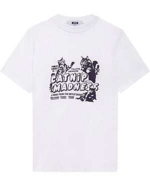 MSGM Camiseta Con Estampado Gráfico - Blanco