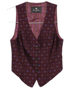 Etro Geometric-Pattern V-Neck Waistcoat - Purple