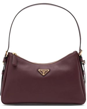 Prada Enamel Triangle Logo Tote Bag - Purple