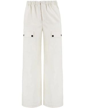 Ferragamo Wide-Leg Linen Trousers - White