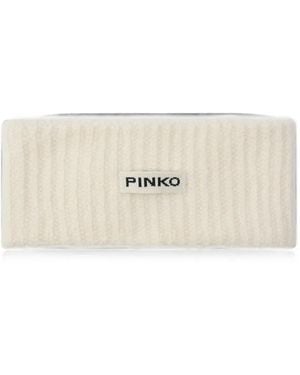 Pinko Ribbed Logo-Patch Headband - Natural