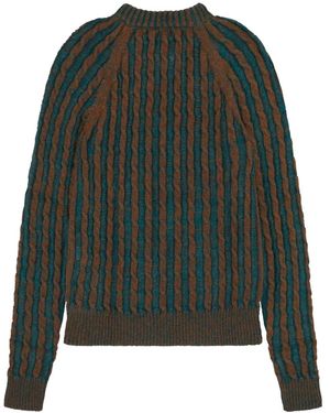 AGR Cable-Knit Mock-Neck Jumper - Green