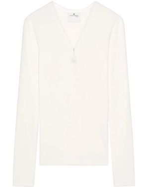 Courreges 90's Zip-Neck T-Shirt - White