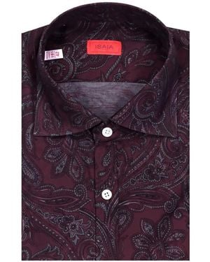 Isaia Paisley-Print Cotton Shirt - Purple