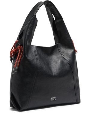 Bimba Y Lola Paper ドローストリング レザーショルダーバッグ L - ブラック