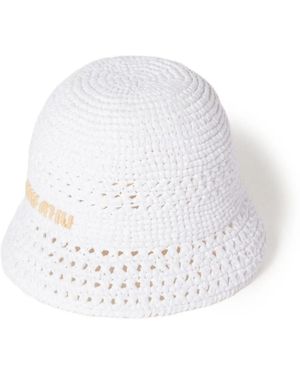 Miu Miu Crochet Bucket Hat - White