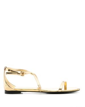 McQueen Metallische Sandalen Mit Logo-Schild - Natur
