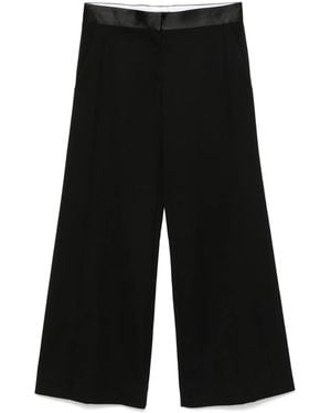 Victoria Beckham Satin-Trim Trousers - Black