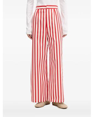 Never Fully Dressed Pantalon Rayé À Broderies Banane - Red