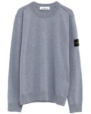 Stone Island Crew-neck Patch Jumper - Blue