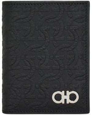 Ferragamo Embossed Gancini Wallet - Black