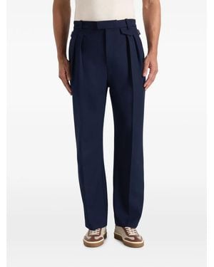 Manière De Voir Pierre Pleated Tailored Trousers - Blue