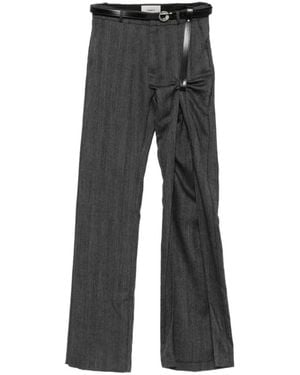 Coperni Herringbone-Pattern Wool Pants - Gray