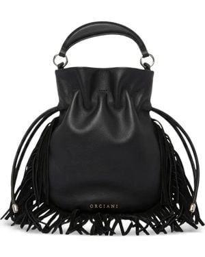 Orciani Fringed Leather Tote Bag - Black