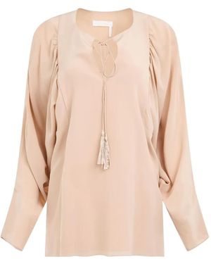 Chloé Seidenbluse Mit Schlitz - Natur