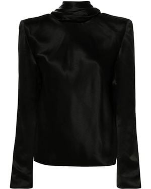 Saint Laurent Paris Blusa Scollo A Cappuccio - Black