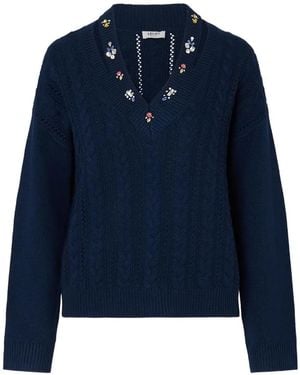 Liu Jo Sweater With Jewel Embroidery - Blue