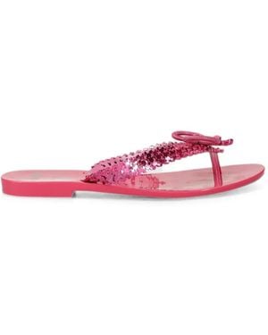 Melissa X Disney Harmonic Chrome Sequin-Embellished Bow Flip-Flops - Pink