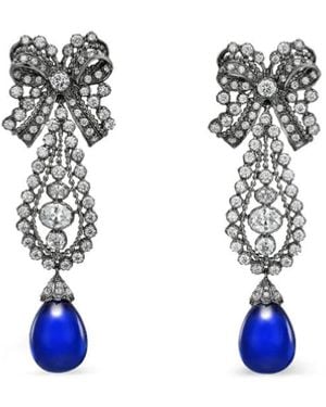 Anabela Chan Dentelle Bow Hängeohrringe Aus Rhodium-Vermeil Mit Saphir Und Diamanten - Blau