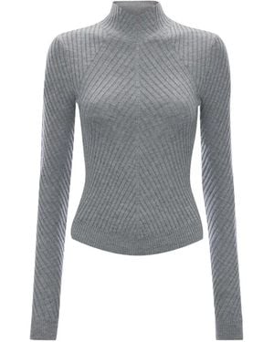 Victoria Beckham Pull Georgia En Maille Côtelée - Grey