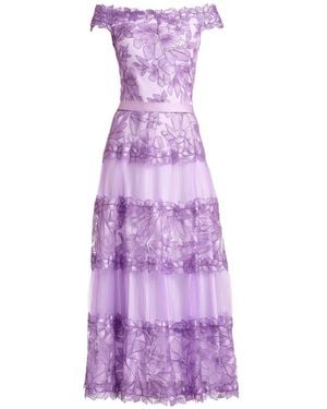 Tadashi Shoji Floral Off-Shoulder Midi Dress - Purple