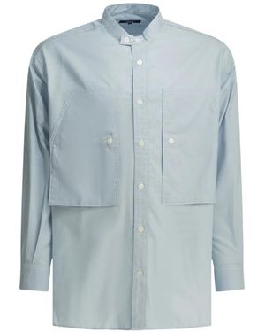 Comme des Garçons Overhemd Met Opgestikte Zak En Bandkraag - Blauw