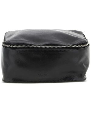 Rick Owens Leren Toilettas Met Rits - Zwart