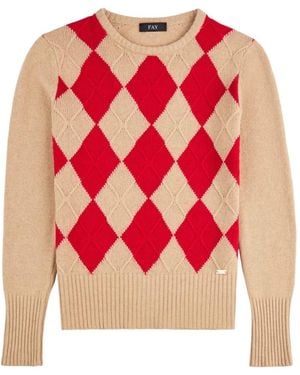 Fay Argyle-Pattern Cable-Knit Sweater - Pink