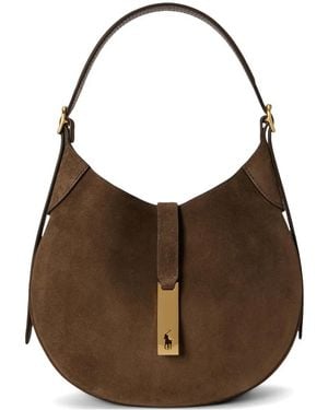 Polo Ralph Lauren Small Polo Id Suede Shoulder Bag - Brown