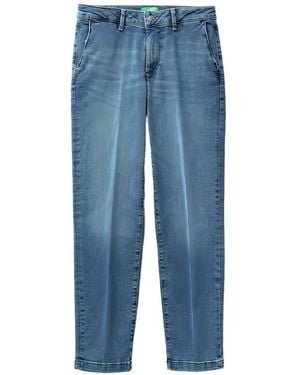 Benetton Jeans Con Pieghe - Blu