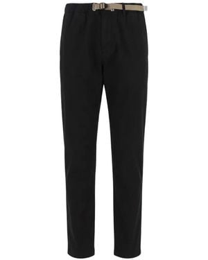 White Sand Belted Elasticated-Waist Pants - Black