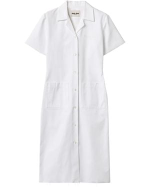 Miu Miu Vestido de camisa Poplin blanca - Blanco
