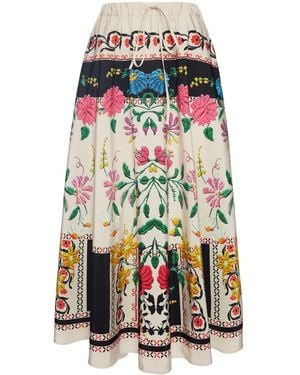 La DoubleJ Piazza Placée-Print Midi Skirt - White